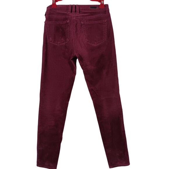 Kut From The Kloth Burgundy Diana Corduroy Relaxed Fit Skinny Pants Size 4 - Picture 2 of 12